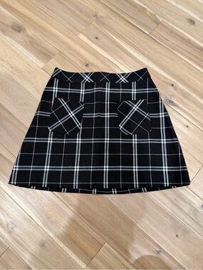 H&M Black and White Plaid A-Line Mini Skirt